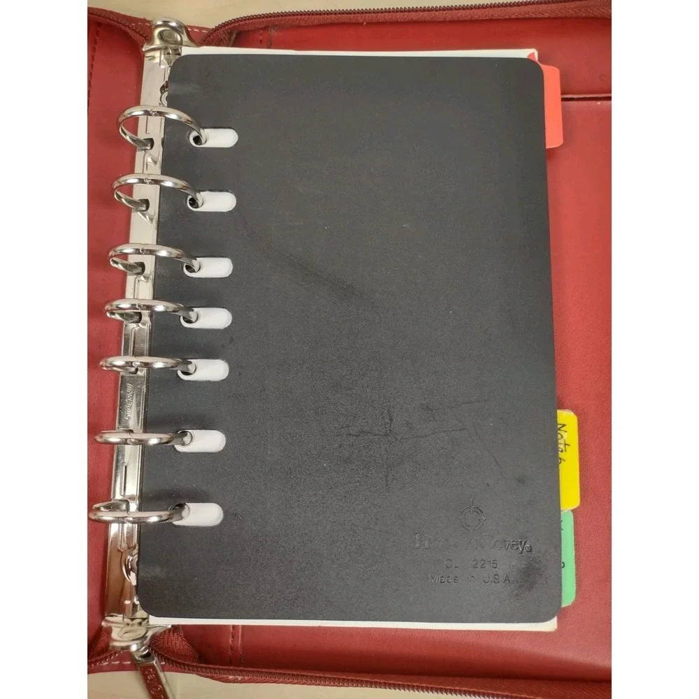 Franklin Covey Day One Planner Binder Red Retractable Handles Faux Leather *SEE